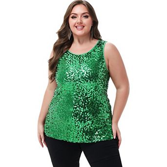 Women's Plus Size Sequin Tank Top Sleeveless Blouse