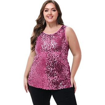 Women's Plus Size Sequin Tank Top Sleeveless Blouse
