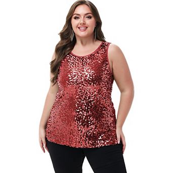 Women's Plus Size Sequin Tank Top Sleeveless Blouse