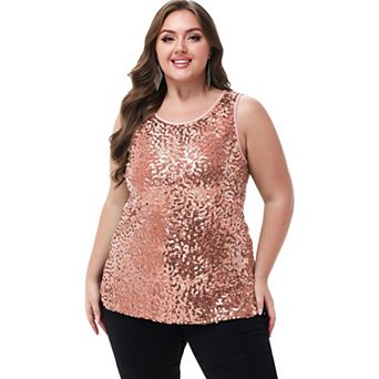 Women's Plus Size Sequin Tank Top Sleeveless Blouse