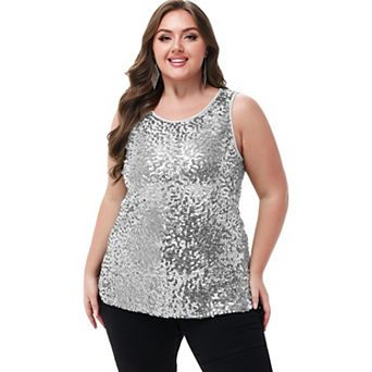 Women's Plus Size Sequin Tank Top Sleeveless Blouse