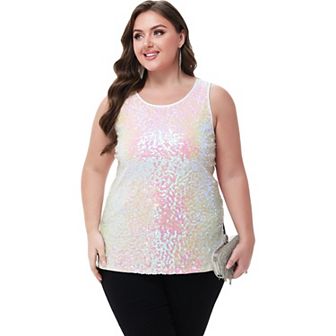 Women's Plus Size Sequin Tank Top Sleeveless Blouse