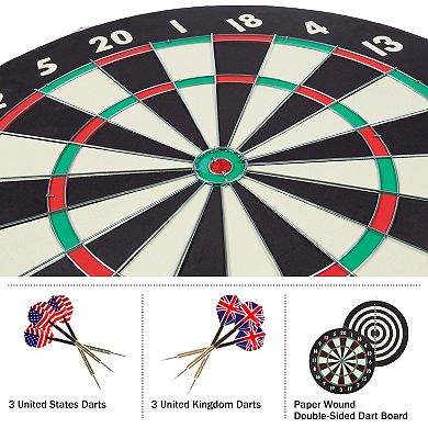 Paper Wound Dart Board Set With 6 Darts