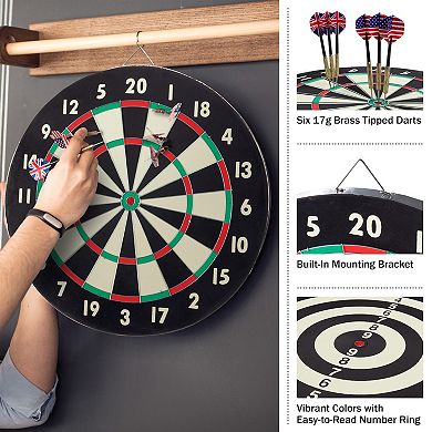 Paper Wound Dart Board Set With 6 Darts