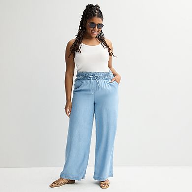 Juniors' Plus Size SO® High Rise Smocked Wide Leg Pants