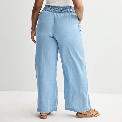 Juniors' Plus Size SO® High Rise Smocked Wide Leg Pants