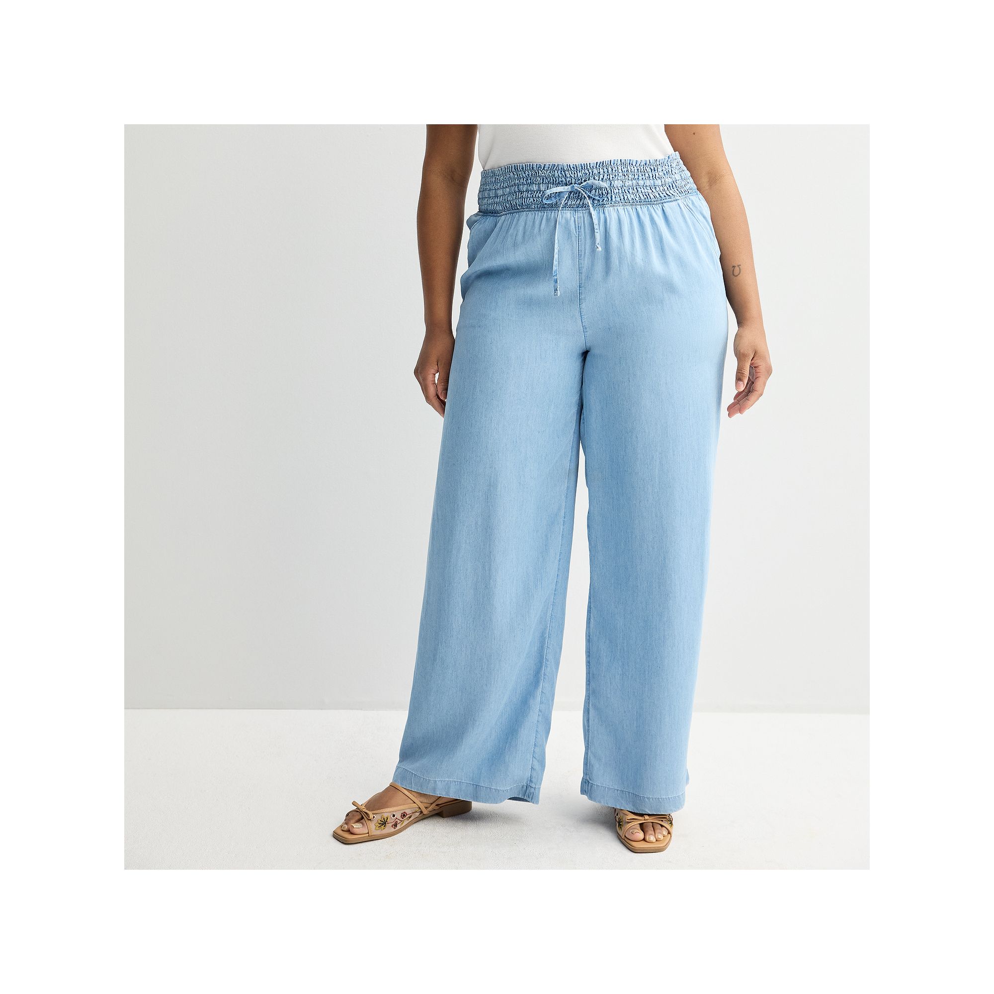 Juniors Plus Size SO® High Rise Smocked Wide Leg Pants, Girls, Size: 1XL