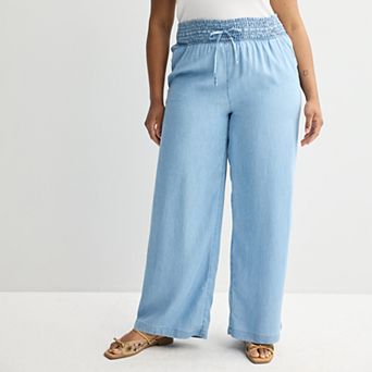 Juniors' Plus Size SO® High Rise Smocked Wide Leg Pants