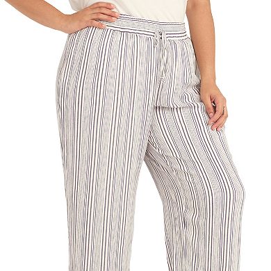 Plus Size AB Studio Elastic Waist With Faux Tie Pull On Pants
