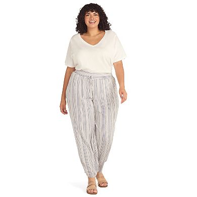 Plus Size AB Studio Elastic Waist With Faux Tie Pull On Pants