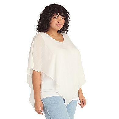 Plus Size AB Studio Asymmetrical Hem Popover Top