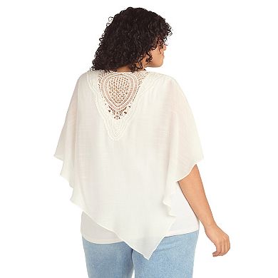 Plus Size AB Studio Asymmetrical Hem Popover Top