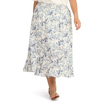 Plus Size AB Studio Pull On Elastic Waist Skirt