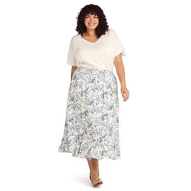 Plus Size AB Studio Pull On Elastic Waist Skirt