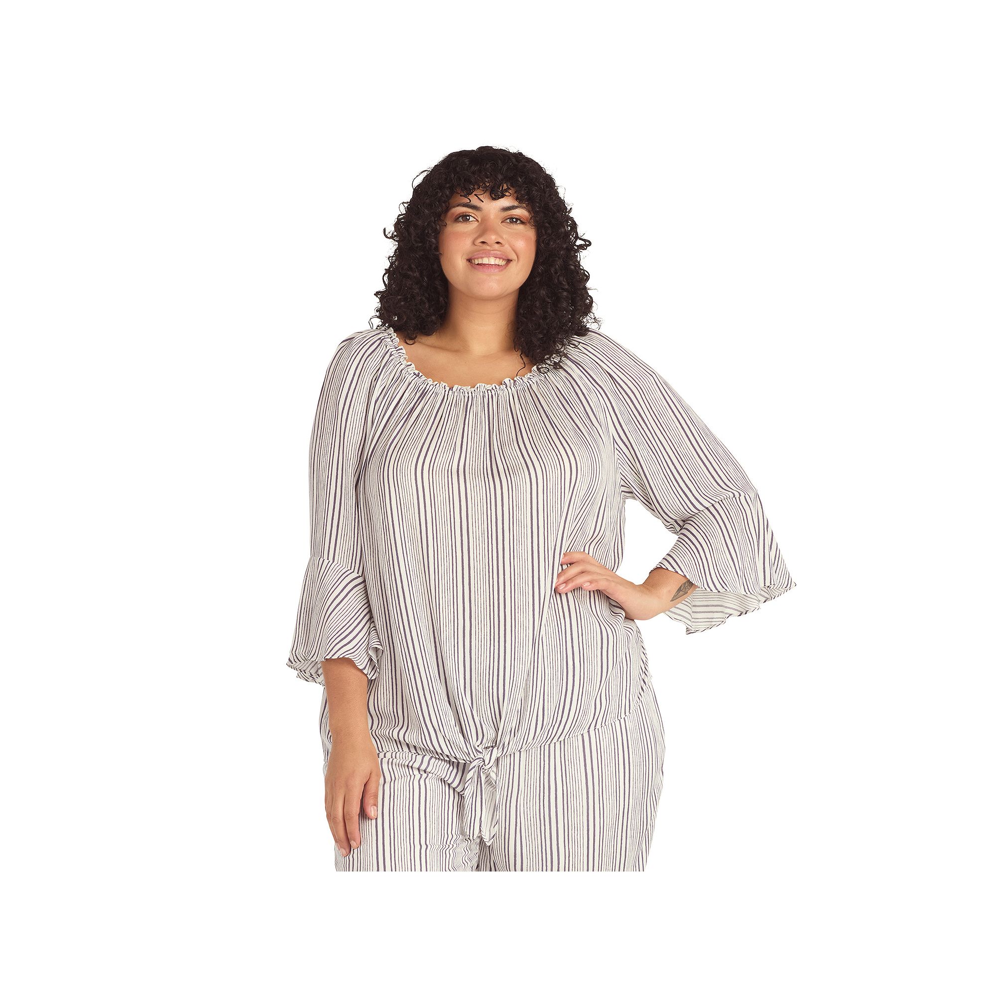 Plus Size AB Studio Off-The-Shoulder Bell Sleeve Top, Womens, Size: 5XL, B