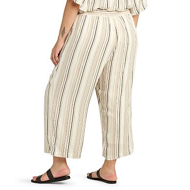 Plus Size AB Studio Wide Leg Striped Cropped Pants