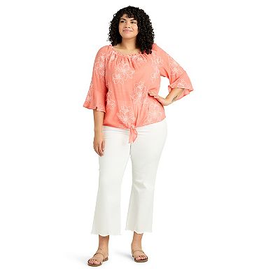 Plus Size AB Studio Off-The-Shoulder Bell Sleeve Top