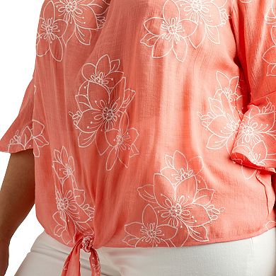 Plus Size AB Studio Off-The-Shoulder Bell Sleeve Top