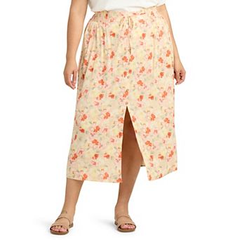 Plus Size AB Studio Pull-On Split-Front Skirt