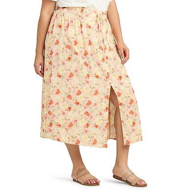 Plus Size AB Studio Pull-On Split-Front Skirt