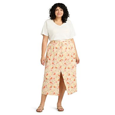 Plus Size AB Studio Pull-On Split-Front Skirt