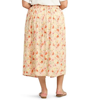 Plus Size AB Studio Pull-On Split-Front Skirt