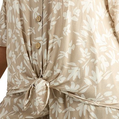 Plus Size AB Studio Elbow Sleeve Button-Front Top