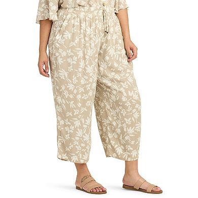 Plus Size AB Studio Tie-Front Elastic Waistband Cropped Pants