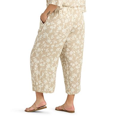 Plus Size AB Studio Tie-Front Elastic Waistband Cropped Pants