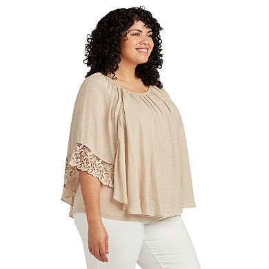 Plus Size AB Studio Popover Lace Trim Top