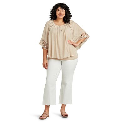Plus Size AB Studio Popover Lace Trim Top