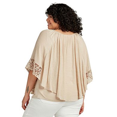 Plus Size AB Studio Popover Lace Trim Top