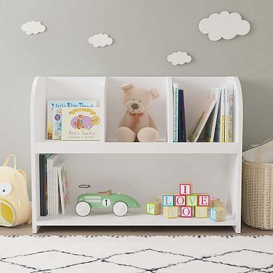 Kids Bookcase With 4 Compartments Storage Book Shelf Toy Organizer