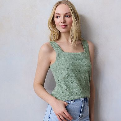 Petite LC Lauren Conrad Square Neck Sweater Tank Top