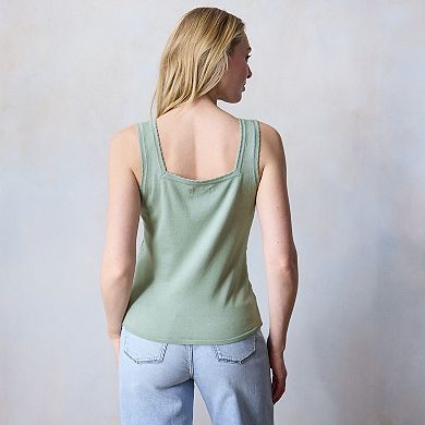 Petite LC Lauren Conrad Square Neck Sweater Tank Top