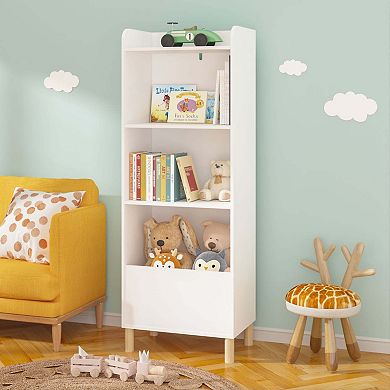 4-tier Kids Bookcase Children's Bookshelf Toy Cabinet Organizer For Children's Room