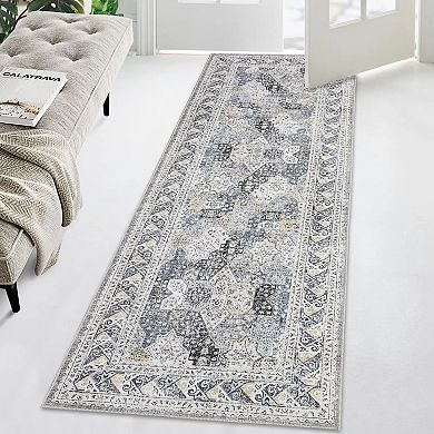 Garvee Traditional Distressed Rug Non Shedding Stain Resistant Carpet for Office