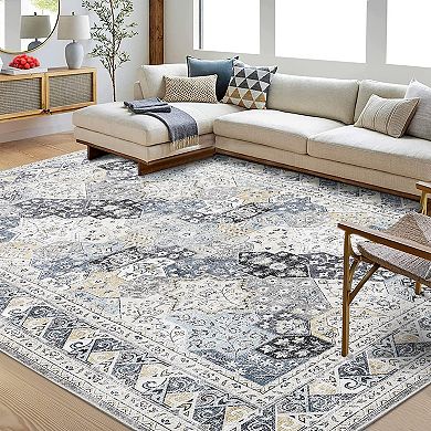 Garvee Traditional Distressed Rug Non Shedding Stain Resistant Carpet for Office