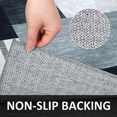 Garvee Indoor Soft Fluffy Area Rug Modern Geometric Patchwork Rug