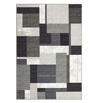 Garvee Indoor Soft Fluffy Area Rug Modern Geometric Patchwork Rug