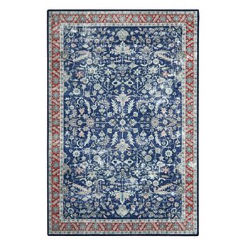 Garvee Washable Boho Floral Rug Traditional Soft Low Pile Throw Carpet for Home Decor