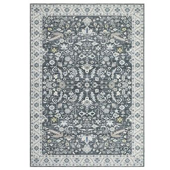 Garvee Washable Boho Floral Rug Traditional Soft Low Pile Throw Carpet for Home Decor