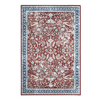 Garvee Washable Boho Floral Rug Traditional Soft Low Pile Throw Carpet for Home Decor