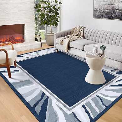 Garvee Modern Bordered Area Rug Anti-Slip Backing Indoor Carpet