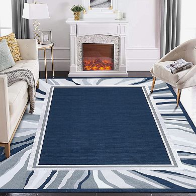 Garvee Modern Bordered Area Rug Anti-Slip Backing Indoor Carpet