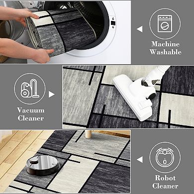 Garvee Geometric Contemporary Rug Washable Soft Throw Carpet for Home Decor