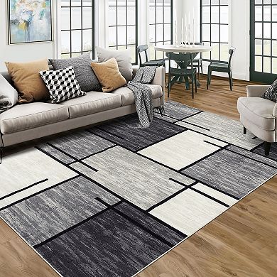 Garvee Geometric Contemporary Rug Washable Soft Throw Carpet for Home Decor