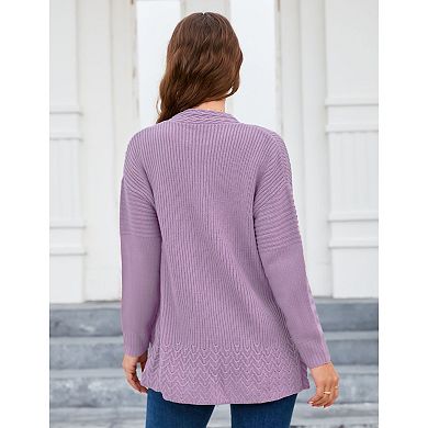 Kojooin Ladies Front Cardigan Sweater V-neck Long Sleeve Buckle Top Coat