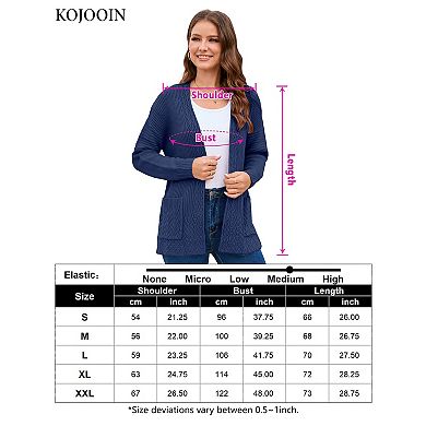 Kojooin Ladies Front Cardigan Sweater V-neck Long Sleeve Buckle Top Coat