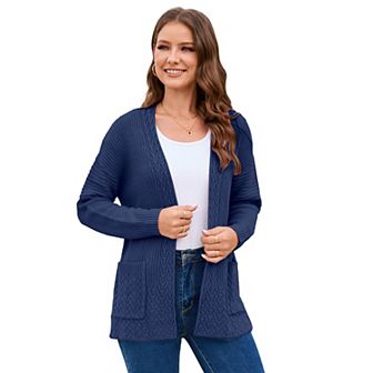 Kojooin Ladies Front Cardigan Sweater V-neck Long Sleeve Buckle Top Coat